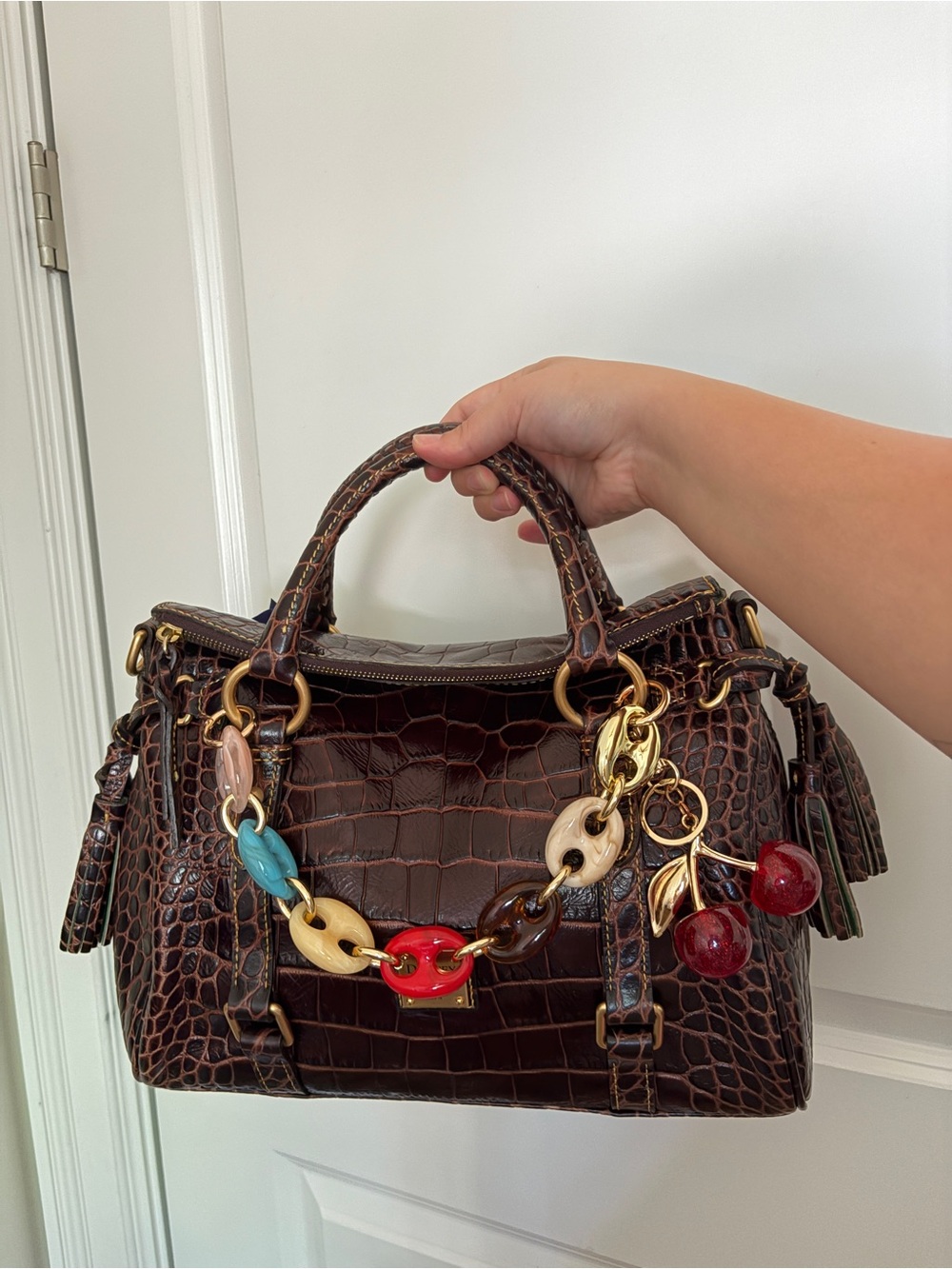 Dooney & Bourke Florentine Satchel in Dark Brown Croc